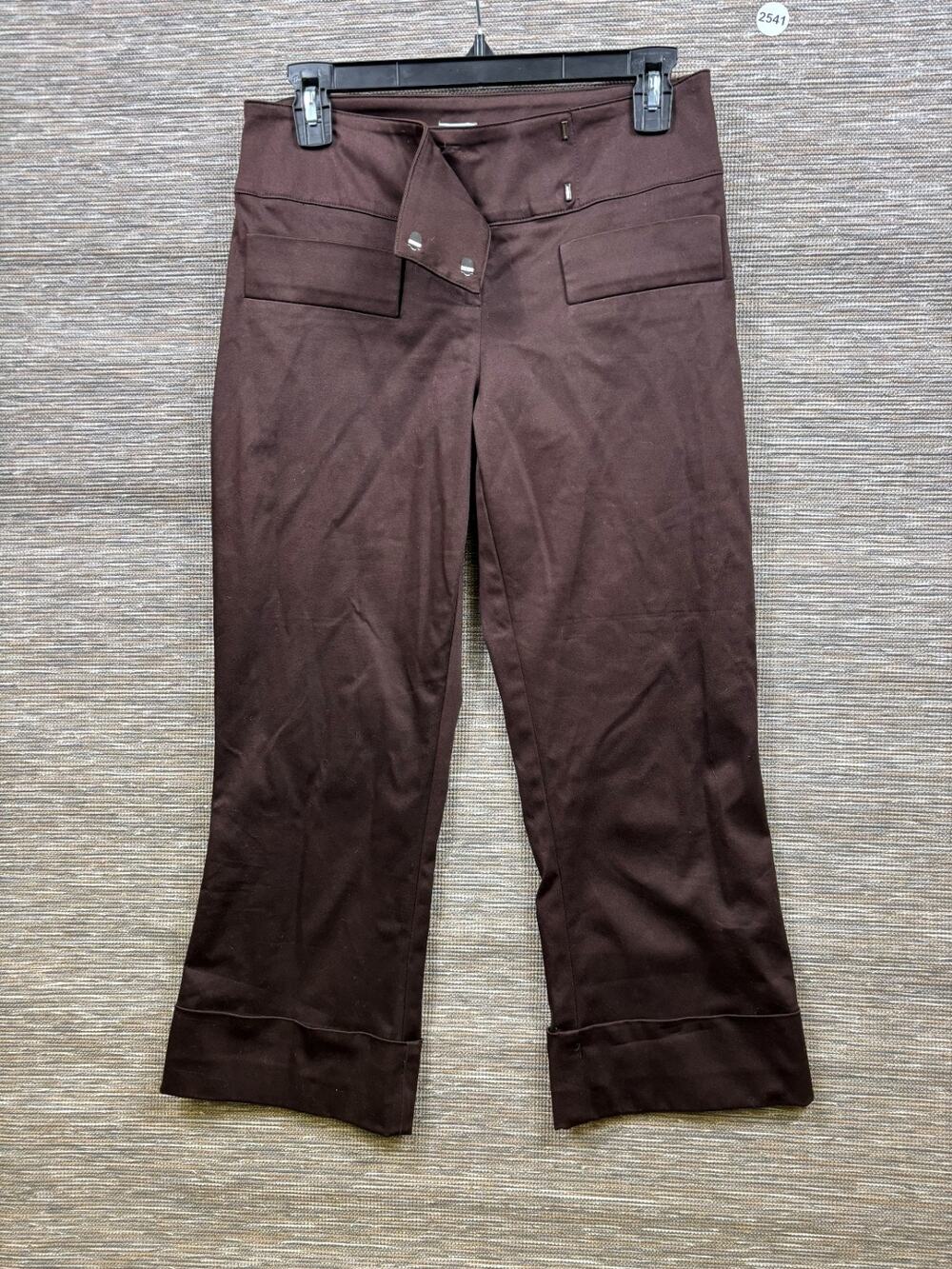 Vintage 90s Cache Flare Dress Pants Womens Size 6 Dark Brown Cropped Mid Rise